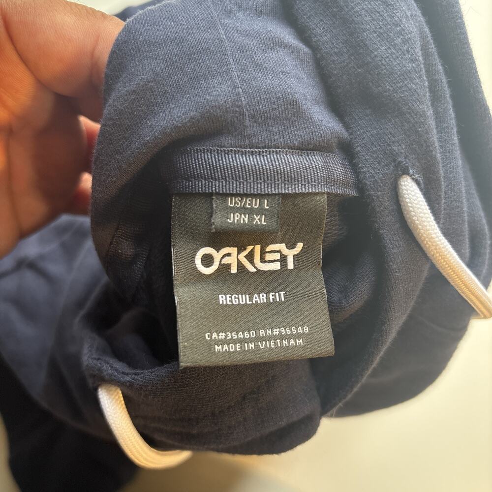 Y2K Oakley Center Spellout Logo Mens Pullover Hoodie Navy Blue Mens Size L - Picture 4 of 4